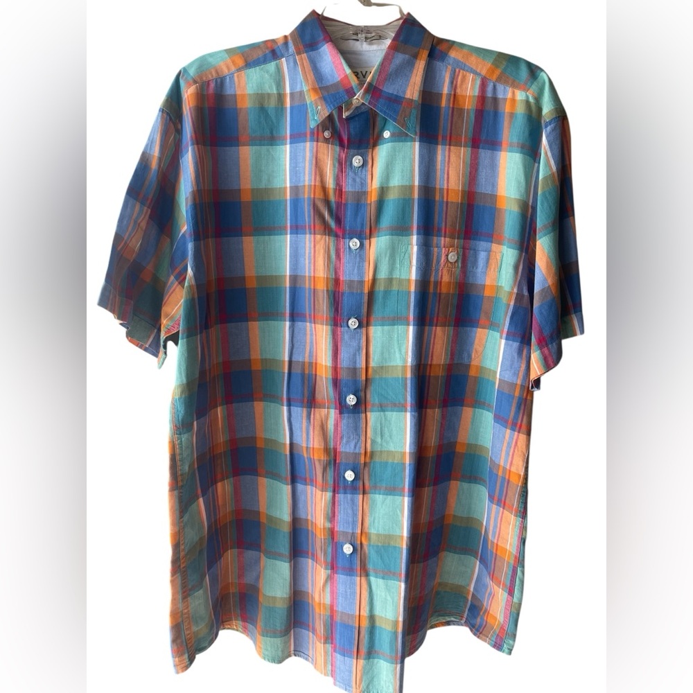 ORVIS Men’s size Large Multicolor Plaid Short Sleeve button down shirt